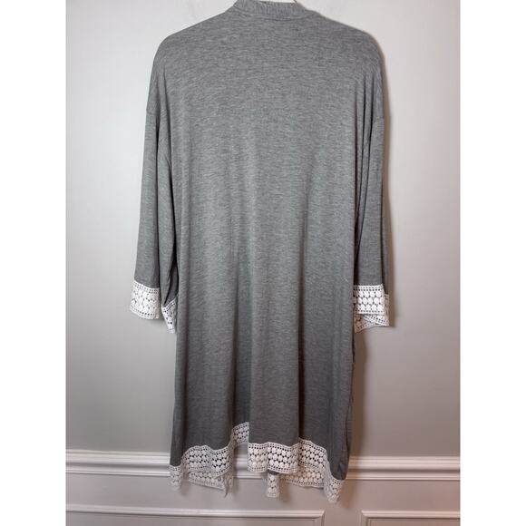 Angel Maternity Womens Sz XL/2XL Bamboo Robe Grey Crochet Trim Hospital Robe NWT - Picture 13 of 13
